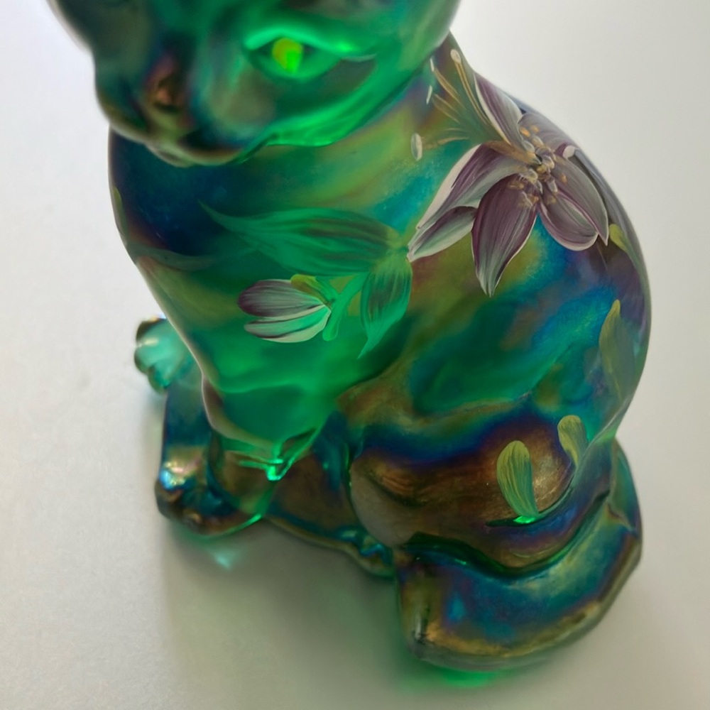 Fenton Green Cat Glass Figurine - Picture 6 of 8